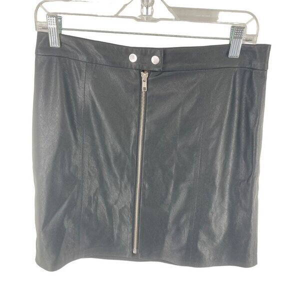 n:Philanthropy Women's Vegan Leather Skirt Mini Zip Closure Straight Black Large - Picture 1 of 10